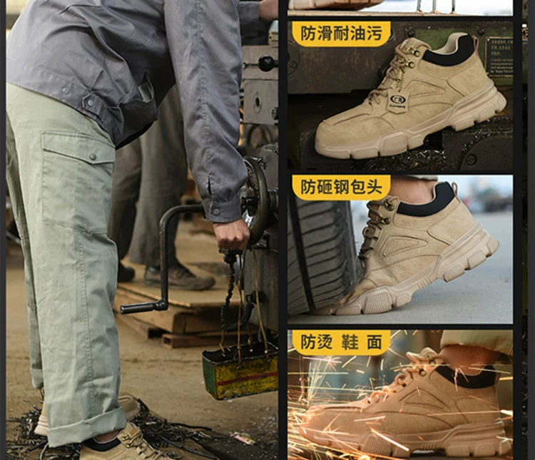 Ultra-light labor protection shoes for men in summer, breathable, four-season steel toe, anti-smash, anti-puncture, anti-odor labor field work shoes, soft soles