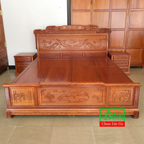 Pineapple grid solid wood bed mahogany furniture double bed rosewood wedding bed 1 5m 1 8m combination big bed carved flower
