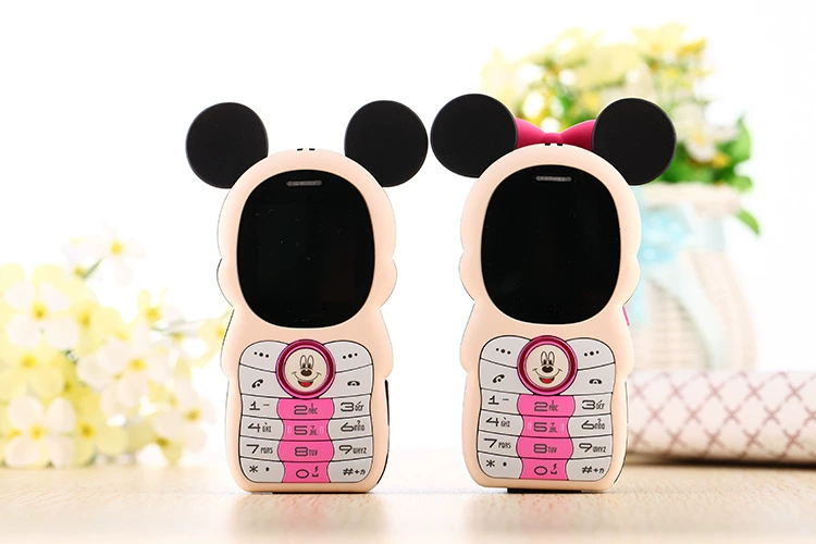 KUH / Cool và T21 Chuột Mickey Minnie GPS Định vị trẻ em Mini Phim hoạt hình Bức xạ thấp Sinh viên Điện thoại di động nhỏ - Điện thoại di động