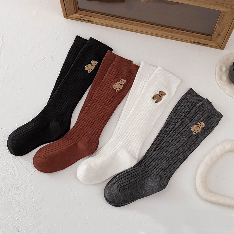 Children's Socks, Pure Cotton, Autumn and Winter, Boys and Girls, Baby Over-The-Knee Socks, Toddler Knee-High Socks, Bear Heart High Socks for Kids