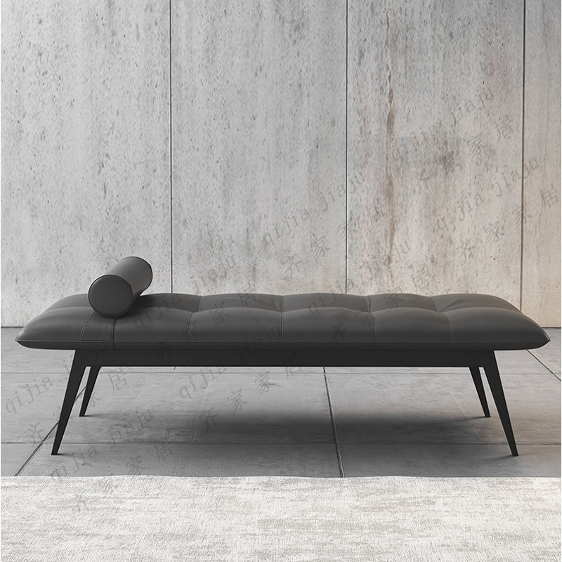 Light extravagant leather art bed tailstool minimalist modern bedroom Nordic long footrest stool minimalist home sofa for shoe-changing stool solid wood