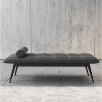 Light extravagant genuine leather bed tailstool minimalist modern bedroom bed couch Nordic sleeper bench extremely simple home sofa for shoe changing stool