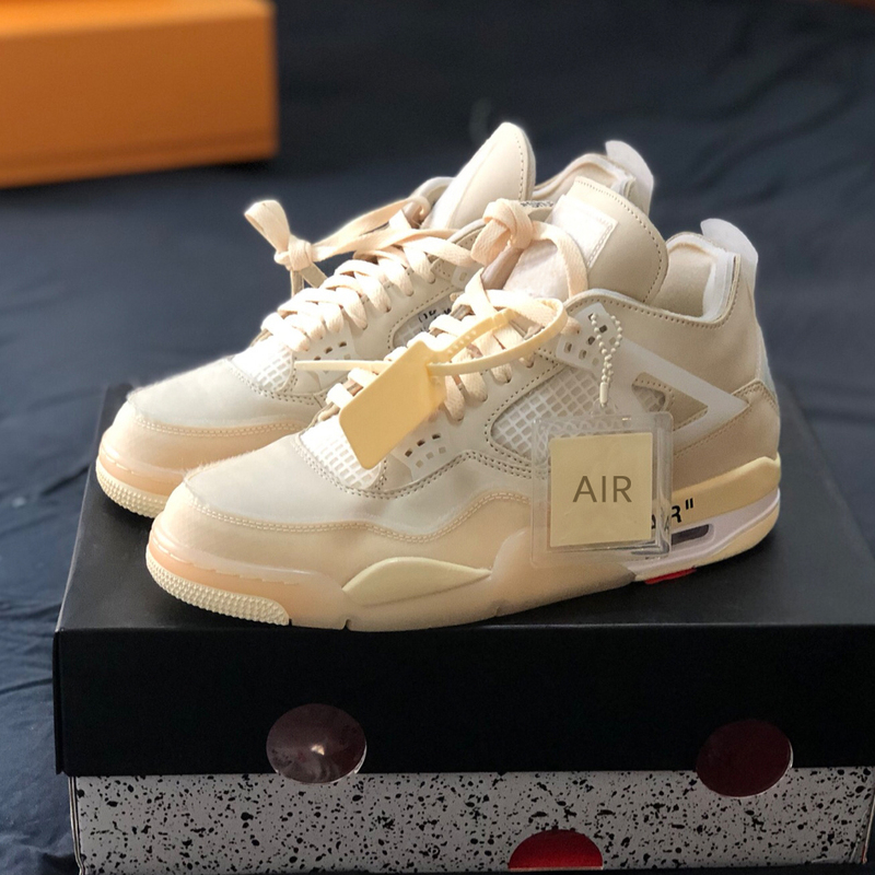 Aj4 Lightning God and Thunder Goddess Men's Shoes Genuine White Cement Midnight Blue Cicada Wing Black Warrior Putian Sports Casual Sneakers Women's