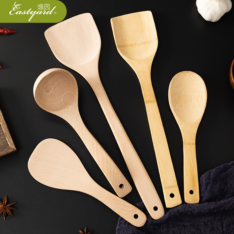 Home Bamboo Wood Shovels Spoon Without Dip Pan Special Long Handle Fried Vegetable Shovel Wood Shovel High Temperature Resistant Wood Wood Pan Shovel