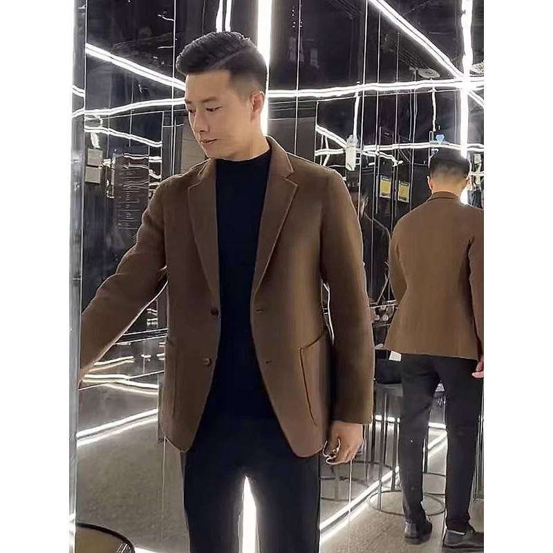 High-End Wool Double-Sided Suit for Men, Suitable for Spring, Autumn, and Winter, Cashmere Business Casual Suit Jacket, Woolen Coat
