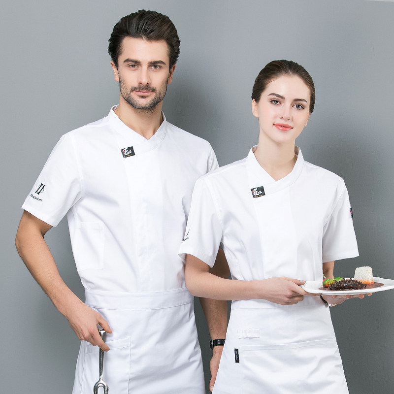 Ingenious chef overalls Mens short sleeve summer thin ice silk breathable net catering hotel kitchen chef clothes
