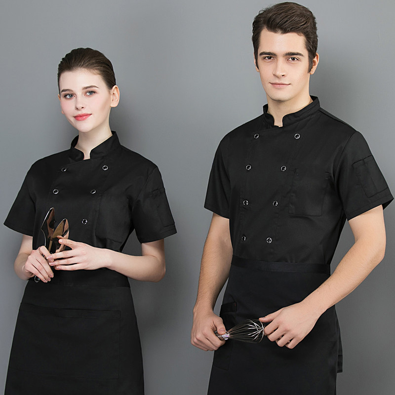 Hotel Chef overalls Mens overalls Short-sleeved summer catering school canteen kitchen cook clothes Long-sleeved three-piece set