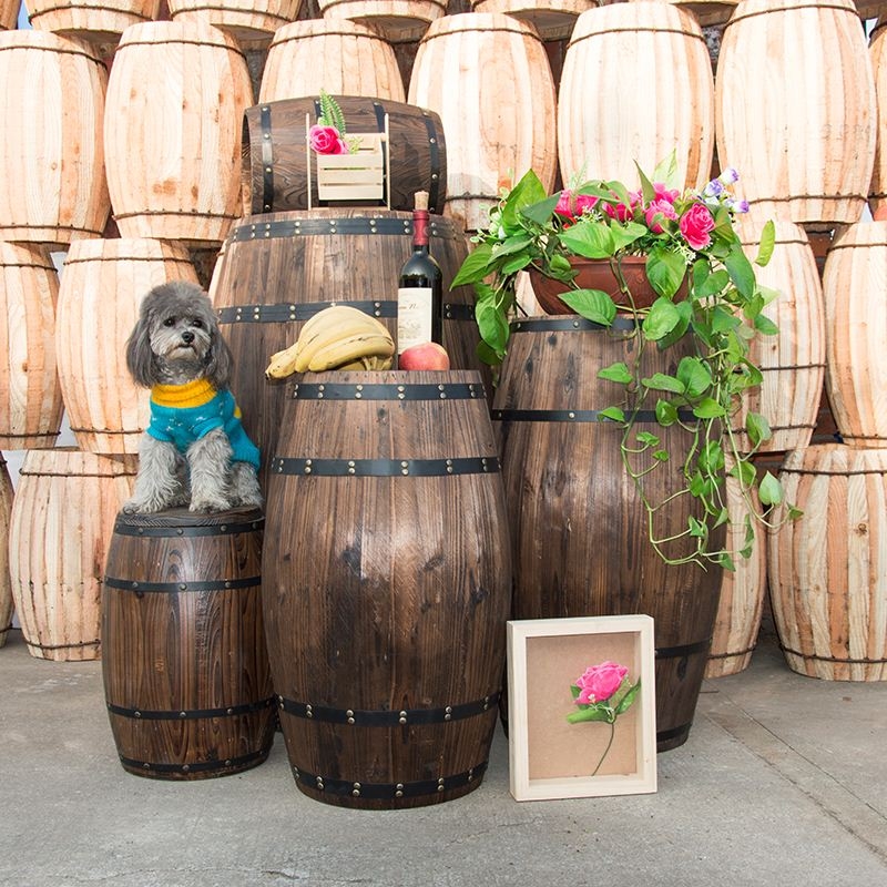 Containing Cabinet Retro Wine Barrel Wine Furniture Show Empty Barrel Foreign Wine Flowerpots Outdoor Bar Displays Oak Barrels