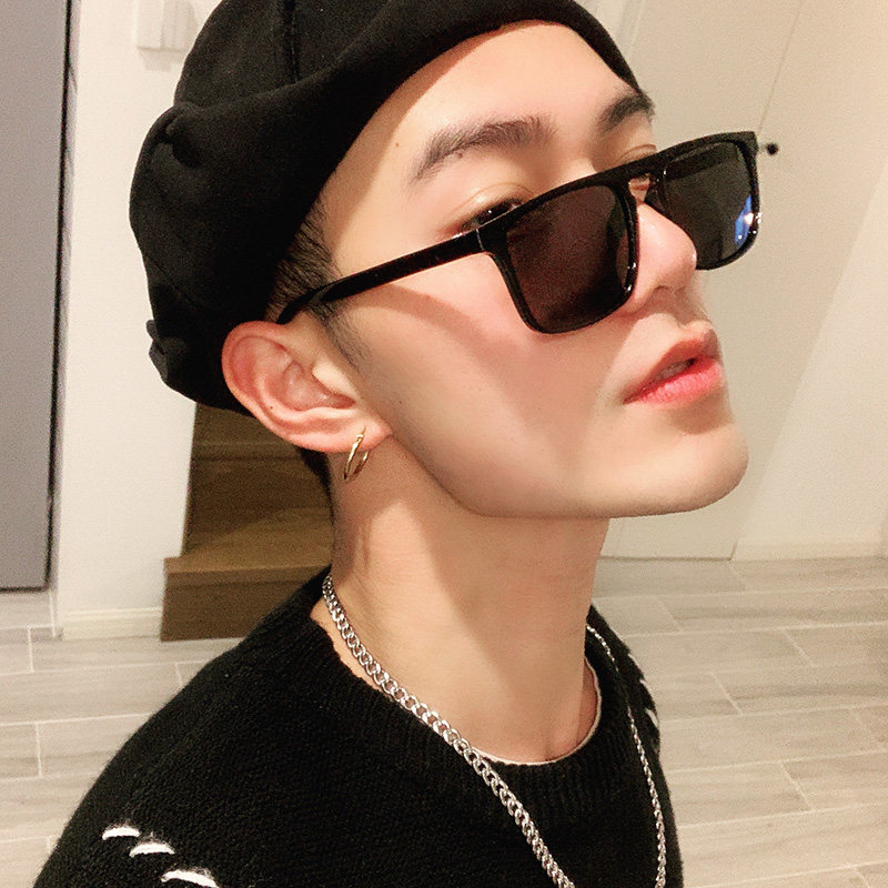 Korean box sunglasses men's polarizer pilot box fashion outdoor anti-UV round face sunglasses