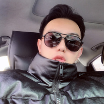 Pilot mens polarized sun glasses Japanese big round frame toad mirror face small anti-ultraviolet driving sunglasses