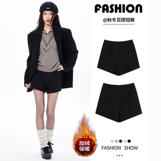 Autumn and Winter Black Shorts for Women 2025 High-Waisted Slimming Petite Hot Girl Leggings Sexy Outerwear Fleece-Lined Hot Pants