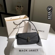 MackJanice genuine leather high-end matte black armpit bag womens 2022 autumn and winter new single shoulder crossbody bag for women