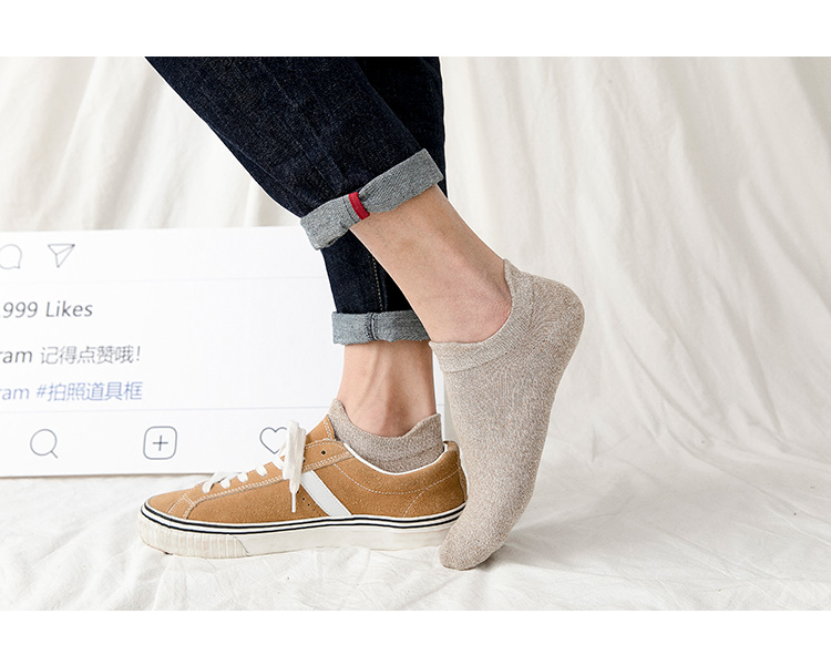 5 đôi vớ thuyền nam màu hoa rắn sợi bông màu thể thao thấp giúp miệng nông nam vớ ngắn mùa xuân và mùa hè chàng trai thủy triều - Vớ hàng tuần tất khử mùi kháng khuẩn