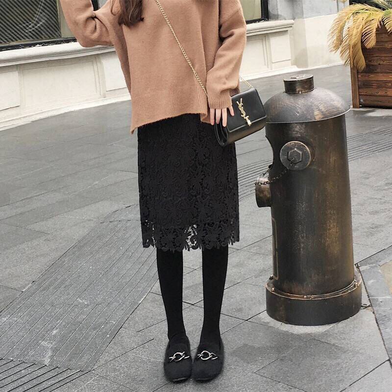 Maternity culottes spring and Autumn thin models 2019 fake two-piece hip culottes Korean version lace skirt two-piece base skirt