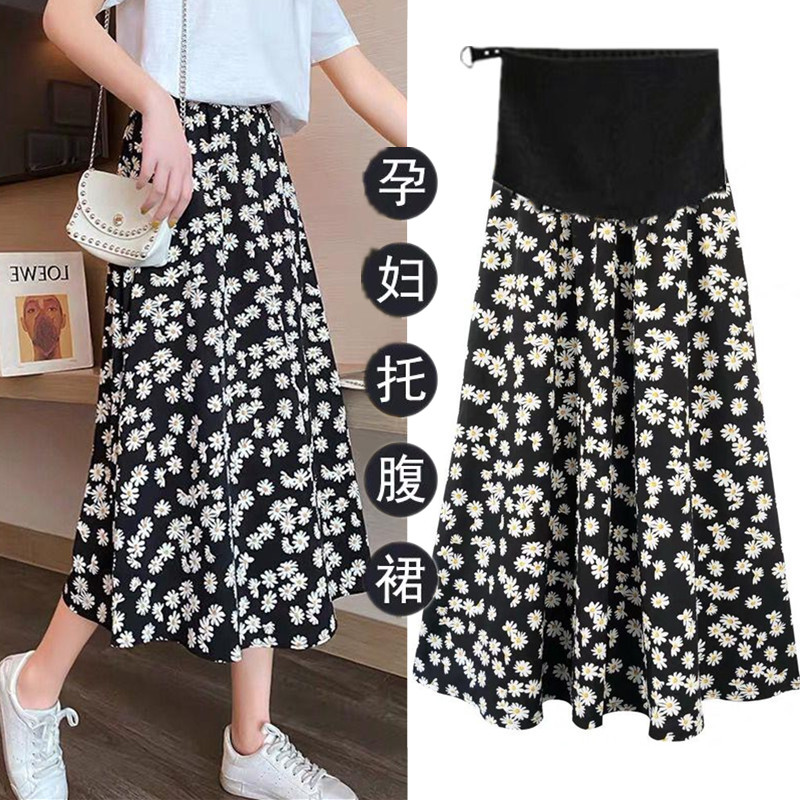 Pregnant woman half-body dress Summer 2020 new fragrants A long version of the summer dress skirt small daisy snowspun short skirts