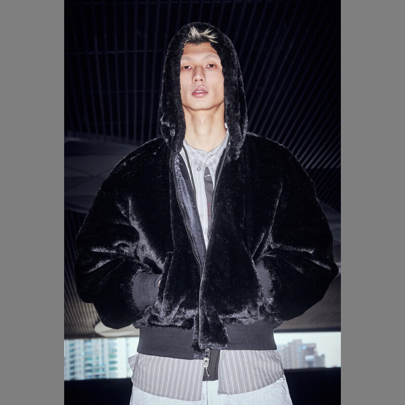 2025 Autumn New Products Men's Wear Faux Fur Reversible Bomber Jacket 0993400 800 2025 Autumn New Products Men's Wear Faux Fur Reversible Bomber Jacket 0993400 800