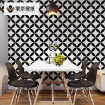Nordic style black and white plaid wallpaper ins geometric lines tiles Hotel Restaurant milk tea shop clothing store wallpaper