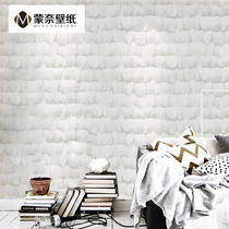 Nordic style modern simple Korean non-woven white feather wallpaper Bedroom living room study clothing store wallpaper