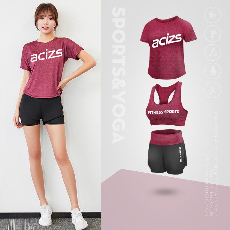 Gym sports suit women's fitness suit yoga suit suit 2021 new morning running suit quick-drying exercise clothes