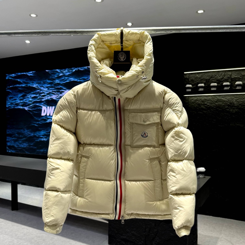 25 Winter Couple's Thick Rainbow Stripe Patchwork Double Zipper High-End No-Wash Glossy Versatile White Duck down Jacket for Men