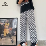 Шелковые спортивные летние баскетбольные дышащие штаны, в американском стиле, свободный прямой крой