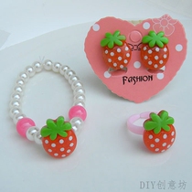 Childrens jewelry set earrings clip Princess little strawberry girl baby earrings without earrings
