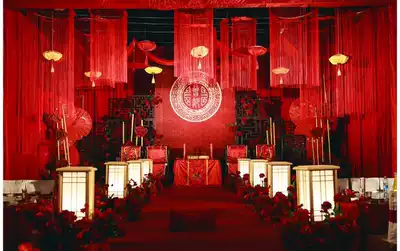 Chinese wedding encryption line curtain scene background arrangement hanging ceiling ring props decoration tassel red line curtain