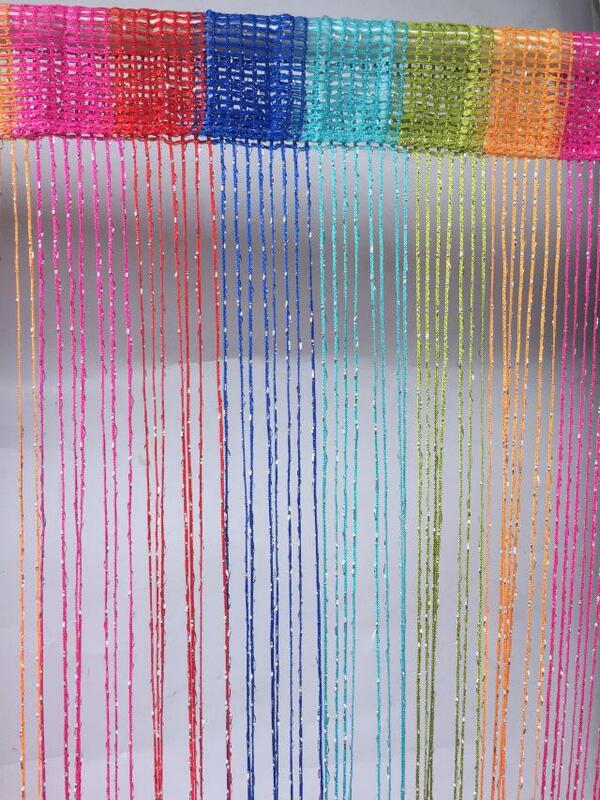 Colorful Living Room and Bedroom Thickened Tassel Decorative Partition Curtain, Rainbow Finished Silver Thread Curtain, Door Curtain