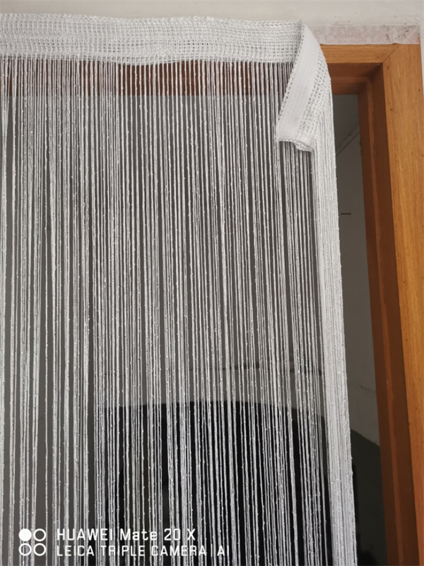 Velcro Encrypted White Silver Wire Curtain Self-Adhesive Finished Tassel String Curtain Living Room Bedroom Decorative Partition Curtain Window Curtain