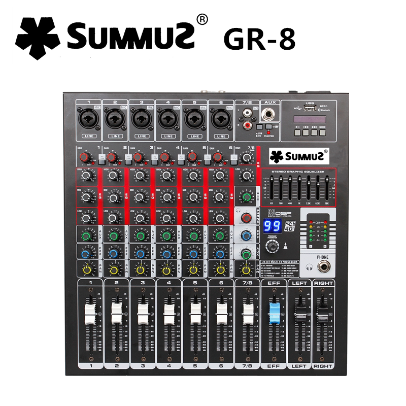 SUMMUZ Sams GR 8 - way professional mixer with effect mixer stage conference room multi - function room 8 - way mixer
