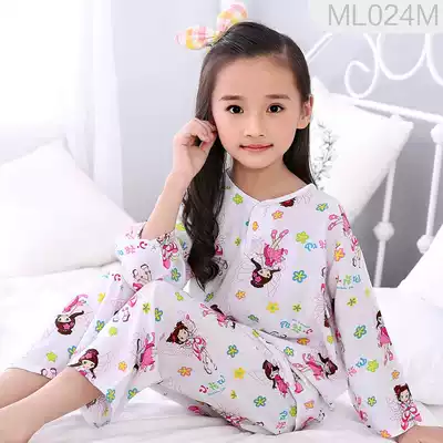 6 months 1 Children's summer clothes 2 long-sleeved suit pajamas 3 men 4 trousers 5 cotton silk 6 girls 7 years old two-piece home clothes