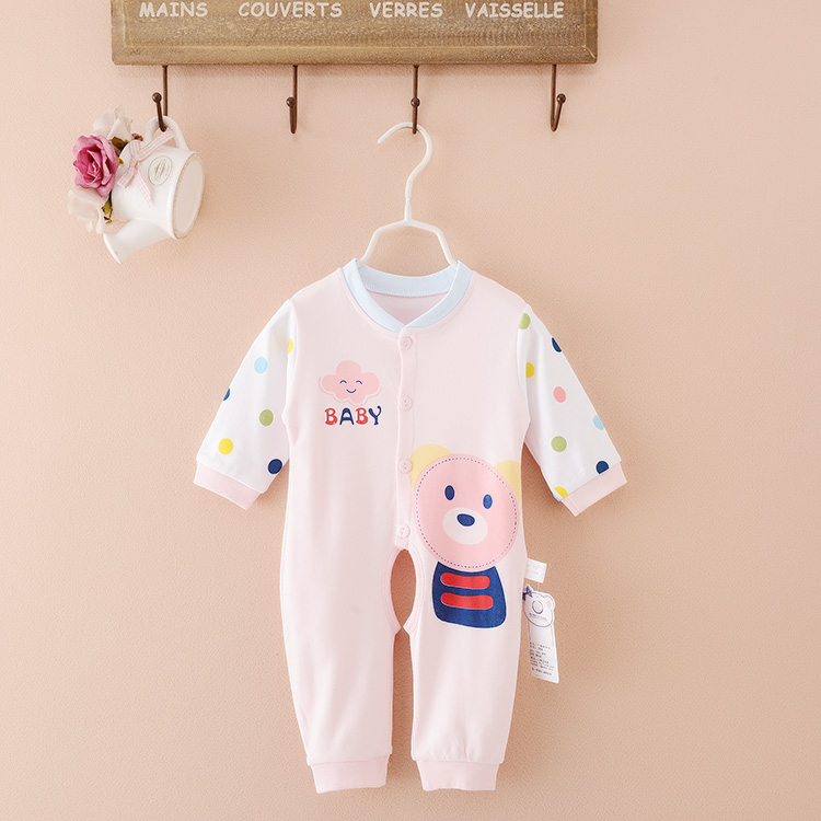 Mùa xuân và mùa thu cotton mỏng bé Xiêm quần áo mở tập tin nam giới và phụ nữ bé dài tay romper sơ sinh Xiêm quần áo áo khoác