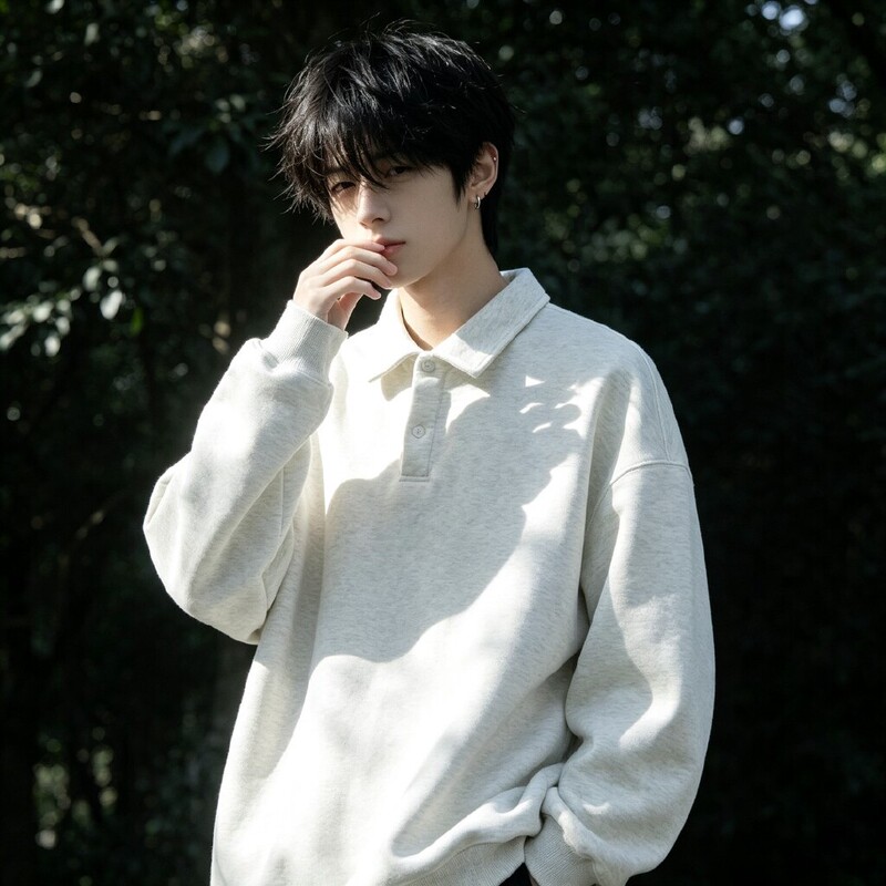 Lapel Sweatshirt for Men, Autumn and Winter, American Retro Pullover Polo Shirt, Long-Sleeved Top, Couple's White and Gray Loose Sweatshirt Jacket Lapel Sweatshirt for Men, Autumn and Winter, American Retro Pullover Polo Shirt, Long-Sleeved Top, Couple's White and Gray Loose Sweatshirt Jacket