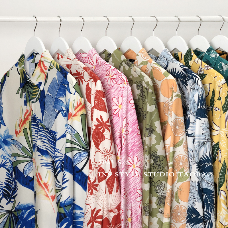 Thai-Style Hawaiian Long-Sleeved Floral Shirt for Men, Japanese Retro Niche Cool Island Vacation Casual Shirt Jacket
