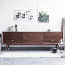 Nordic modern simple solid wood minimalist style copper legs Cherry wood audio-visual cabinet North American Black Walnut TV cabinet