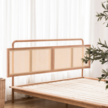 Nordic Cherry rattan woven solid wood bed Modern simple Japanese black Walnut Retro light luxury rattan art master bedroom double bed