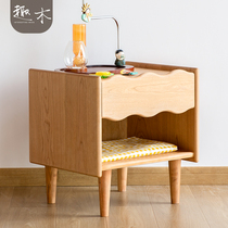 Fun Wood Nordic wave cherry wood bedside table small solid wood bedroom rack simple cabinet locker