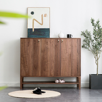 Nordic solid wood black walnut shoe cabinet Light luxury Chinese type black walnut shoe cabinet Simple entrance cabinet Storage side cabinet