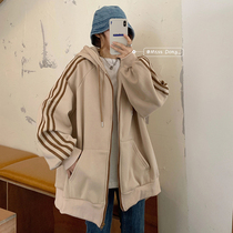 Gush clothing womens spring clothing 2022 new Korean version with cap loose Lazy Wind Blouse thickened jacket Chains