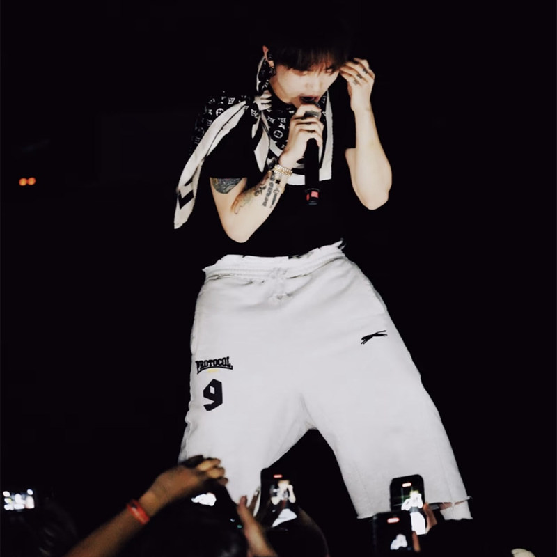 Protocol Index Embroidered Cropped Sweatpants Tarzzan Same Style Kpop Casual Shorts