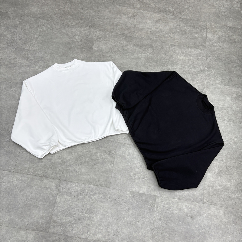 Trendy Brand Kanye Wyoming Farm Turtleneck Short Boxy Loose Crewneck Sweatshirt for Men and Women Autumn