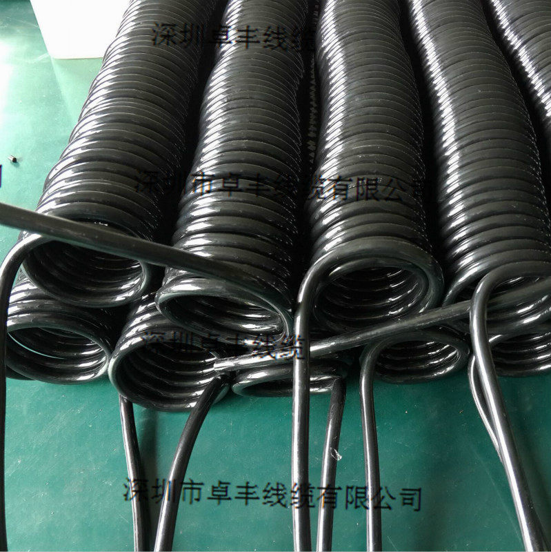 Large helical spring tension curve spiral telescopic cable 3 cores 2 5 square telescopic cable