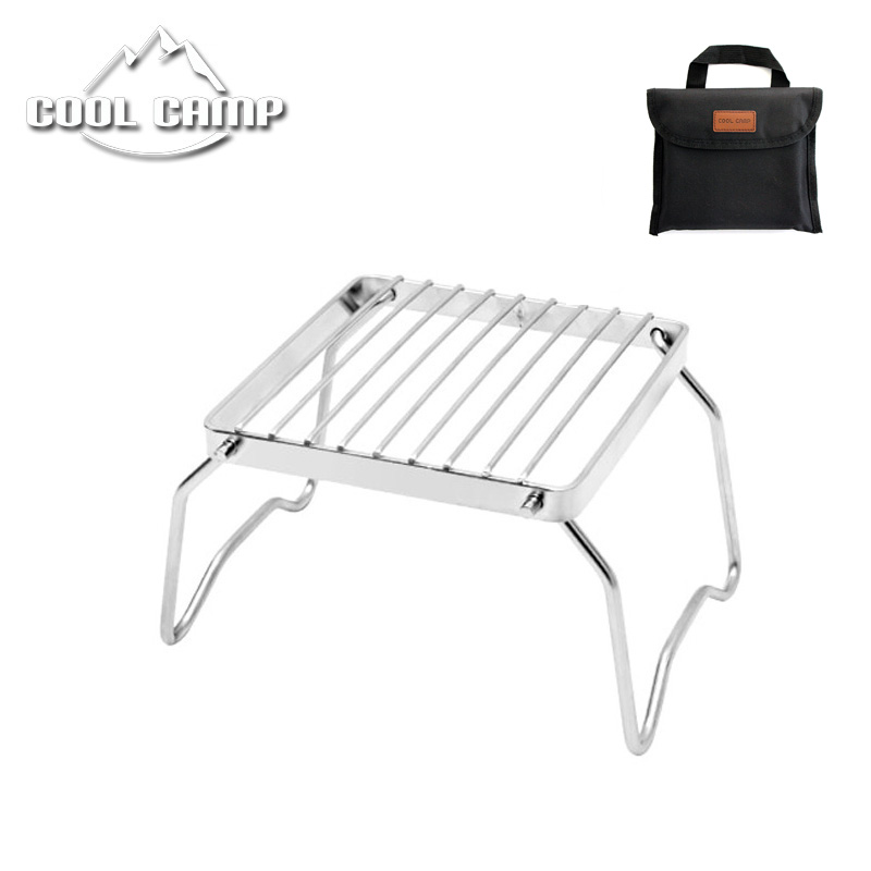 Outdoor Camping Mini-Folding Bracket Portable Grill Furnace End Rack Baking Tray Stainless Steel Pan Rack Delivery Handbag