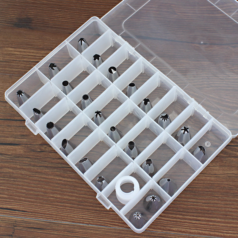 24 full set of florid boxed boxed stainless steel framed flower mouth squeeze mouth Han style milking oil quiche baking tool