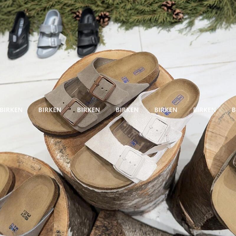 Limited Time Discount | Official Genuine Product | Birkenstock Shoes for Women, Narrow Version, Cork Sole, Slip-On, Double Buckle, Flat Sandals for Men