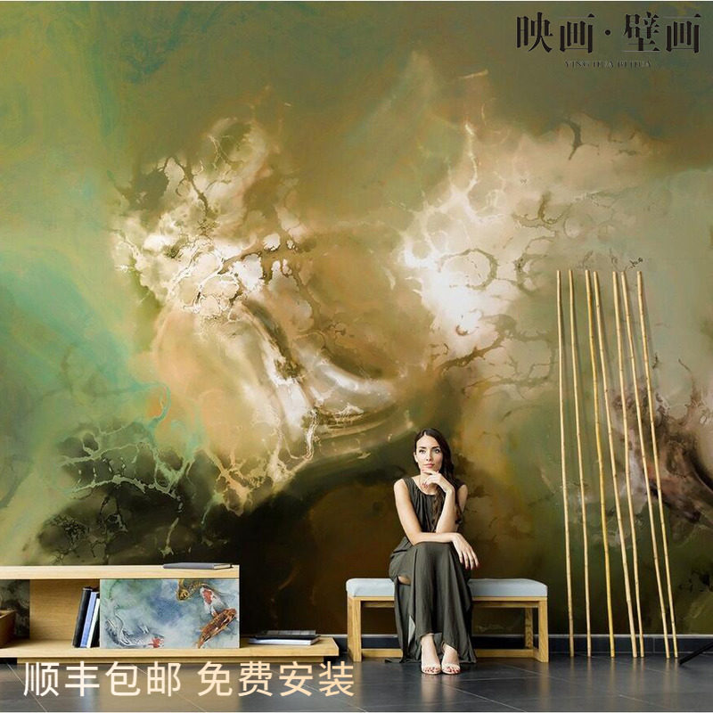 Ocean and land abstract bird's-eye view of the earth living room TV background wallpaper seamless sofa wallpaper mural wall covering
