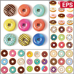 彩色巧克力甜甜圈糖果甜品UI图标EPS矢量设计素材