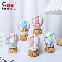 If the home childrens room bedroom desktop cartoon resin small ornaments creative hot air balloon animal rabbit ornaments