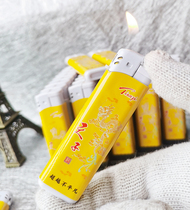 Original explosion-proof Tianzi lighter yellow middle branch advertising hard and soft gold Ruyi yellow lighter ultra-thin business open flame