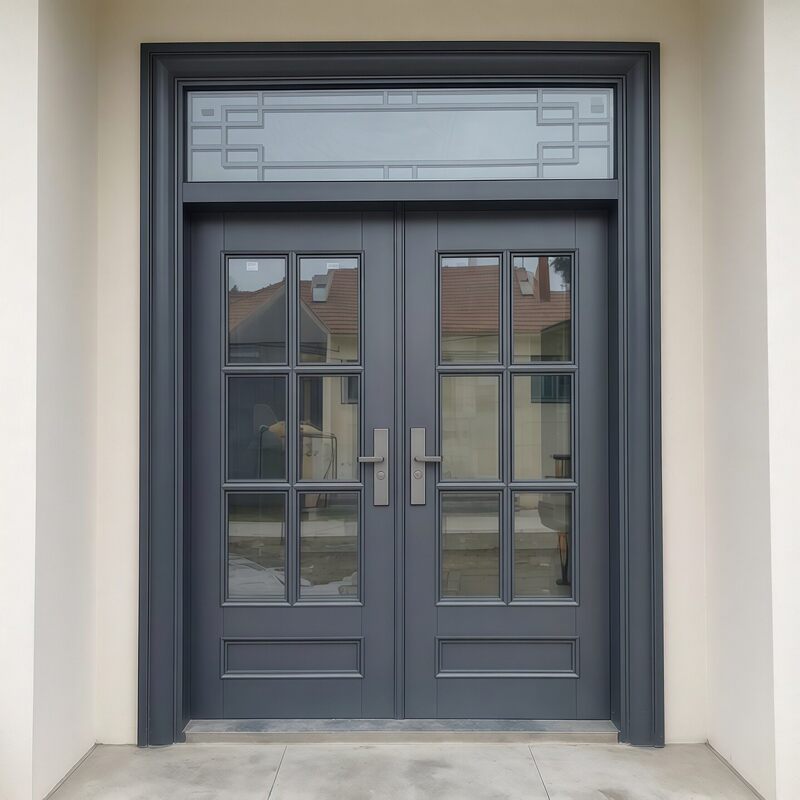 Glass Door Zinc Alloy Villa Entrance Double Door Rural Self-Built House Home Entrance Door Living Room Entrance Door
